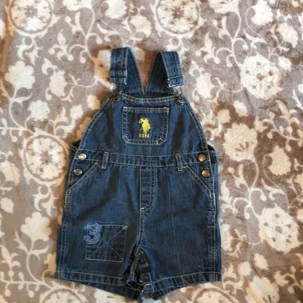 Denim overall shorts